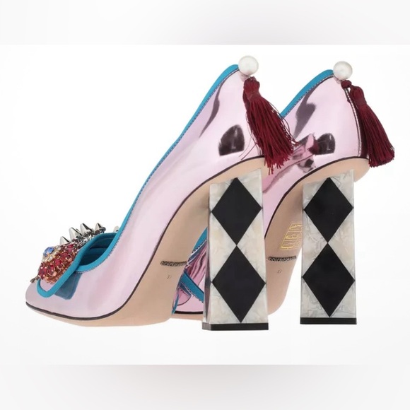 DOLCE & GABBANA Jackie Leather Court Block Heels US7 UK4 EU37 - Picture 10 of 17